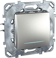 PRZYCISK 1-BIEGUNOWY Z PODŚWIETLENIEM ALUMINIUM UNICA TOP/MERTEN  - MGU50.206.30NZ - SCHNEIDER ELECTRIC