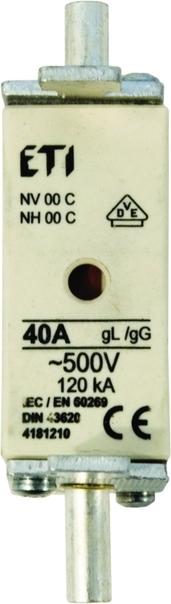 WKŁADKA BEZPIECZNIKOWA 40A WT-00C CHARAKTERYSTYKA GG ZWŁOCZNA - 004111434 - ETI