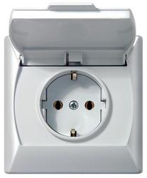 GNIAZDO BRYZGOSZCZELNE Z UZIEMIENIEM SCHUKO, IP-44, WIECZKO PRZEZROCZYSTE AKCENT  - GPH-1AS/00/d - OSPEL