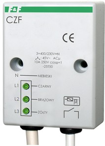 CZUJNIK ZANIKU I ASYMETRII FAZ 10A 1Z N/T Z PRZYŁĄCZEM KABLOWYM CZF - CZF - F&F