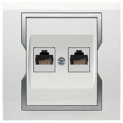 GNIAZDO KOMPUTEROWE PODWÓJNE RJ45 MODUŁ BIAŁY + SREBRNY QUATTRO - 1149-10 - ELEKTRO-PLAST NASIELSK
