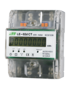 LICZNIK ENERGII ELEKTRYCZNEJ TRÓJFAZOWY Z PROGRAMOWALNĄ PRZEKŁADNIĄ WYŚWIETLACZ LCD, KL.1 LE-02D CT - LE-02D-CT - F&F