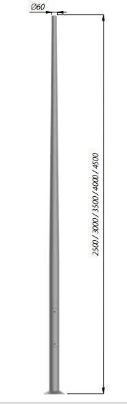 SŁUP ALUMINIOWY 4,5M ANODOWANY INOX SAL-4,5/B60 - 42103/C45 - SŁUPY - ROSA