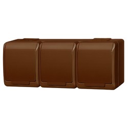 GNIAZDO POTRÓJNE Z UZIEMIENIEM IP44 BRĄZOWY EP-LUX 3 HERMES - 0323-06 - ELEKTRO-PLAST NASIELSK