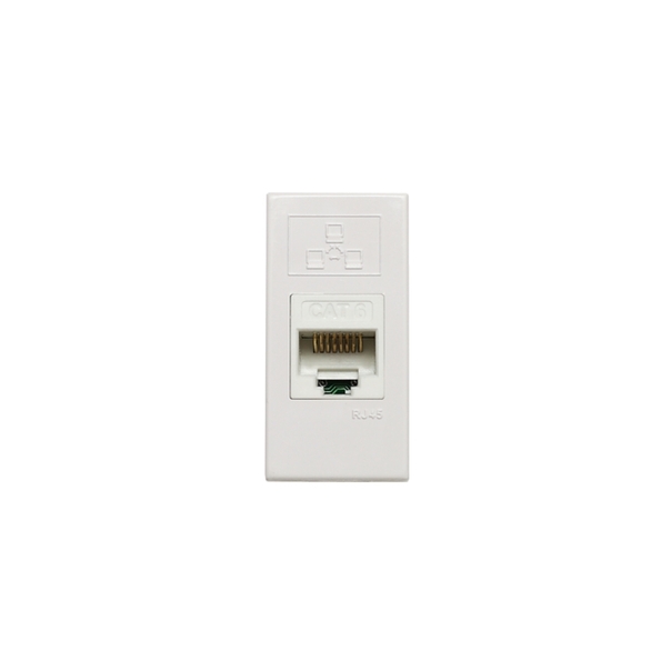 GNIAZDO KOMPUTEROWE (TELEINFORMATYCZNE) POJEDYNCZE, Z ZASŁONKĄ, 22,5X45 MM BIAŁY KOS45 - 500401 - KOS