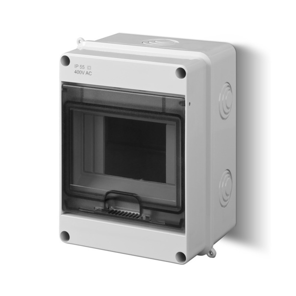 ROZDZIELNIA TWORZYWO 1X5 MODUŁY N/T IP55 LISTWA N+PE DRZWI PRZEZR EP-LUX - 1951-01 - ELEKTRO-PLAST NASIELSK