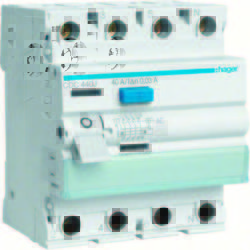 RCCB Wyłącznik różnicowoprądowy 4P 25A/30mA Typ AC - CDC425J - HAGER - BERKER