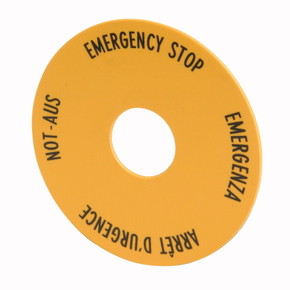 TABLICZKA ŻÓŁTA Z OPISEM EMERGENCY STOP DO PRZYSKU BEZPIECZEŃSTWA M22-XBK1 - 216483 - EATON