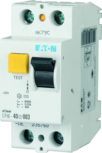 WYŁĄCZNIK RÓŻNICOWY 25A/30MA 2 POLOWY TYP AC CFI6 - 235753 - EATON