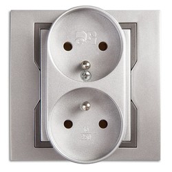 GNIAZDO PODWÓJNE Z UZIEMIENIEM MODUŁOWE QUATTRO  - 1143-06 - ELEKTRO-PLAST NASIELSK