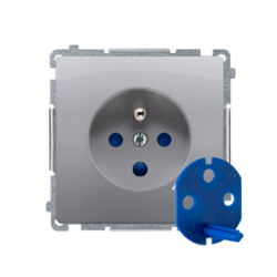 GNIAZDO DATA Z UZIEMIENIEM I KLUCZEM UPRAWNIAJĄCYM (MODUŁ) 16A 250V ZACISKI ŚRUBOWE STAL INOX SIMON BASIC - BMGD1.01/21 - KONTAKT SIMON
