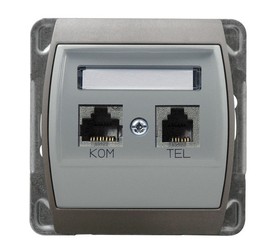 GNIAZDO KOMPUTEROWO-TELEFONICZNE RJ45 KAT6EKRAN+RJ11 SREBRO+TYTAN GAZELA - GPKT-J/K6E/M/18/23 - OSPEL