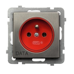 GNIAZDO POJEDYNCZE Z UZIEMIENIEM DATA STAL INOX SONATA - GP-1RMZD/M/37 - OSPEL