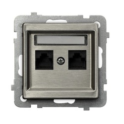GNIAZDO KOMP PODWÓJNE KAT. 5E STAL INOX SONATA - GPK-2RM/K/M/37 - OSPEL