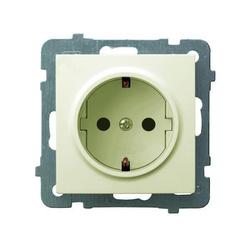 GNIAZDO POJEDYNCZE Z UZIEMIENIEM SCHUKO ECRU AS - GP-1GS/M/27 - OSPEL