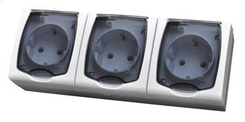 GNIAZDO POTRÓJNE Z UZIEMIENIEM SCHUKO MADERA - GNH-3NS/00/D - OSPEL