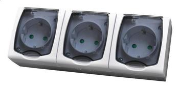 GNIAZDO POTRÓJNE Z UZIEMIENIEM SCHUKO MADERA - GNH-3NSP/00/D - OSPEL