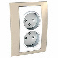 GNIAZDO PODWÓJNE Z PRZESŁONAMI RÓŻ PIASKOWY - MGU63.063.867 - SCHNEIDER ELECTRIC