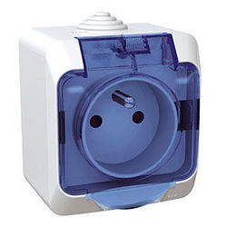 GNIAZDO Z KLAPKĄ BIAŁE/NIEBIESKIE CEDAR PLUS - WDE000542 - SCHNEIDER ELECTRIC