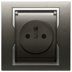 GNIAZDO POJEDYNCZE Z UZIEMIENIEM IP44 GRAFITOWE + SREBRNY QUATTRO - 1166-18 - ELEKTRO-PLAST NASIELSK