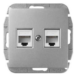 GNIAZDO KOMPUTEROWE 2XRJ45 SREBRO POŁYSK SENTIA - 1449-56 - ELEKTRO-PLAST NASIELSK
