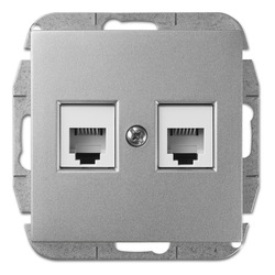 GNIAZDO TELEFONICZNE SREBRO POŁYSK 2XRJ11 SENTIA - 1451-56 - ELEKTRO-PLAST NASIELSK