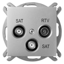 GNIAZDO R-TV-2XSAT KOŃCOWE SREBRO POŁYSK SENTIA - 1460-56 - ELEKTRO-PLAST NASIELSK