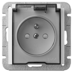 GNIAZDO PODWÓJNE Z UZIEMIENIEM IP44 Z PRZESŁONAMI TORÓW PRĄD MODUŁ BIAŁE KLAPKA TRANSP SENTIA - 1466-10 - ELEKTRO-PLAST NASIELSK