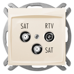 GNIAZDO R-TV-2XSAT KOŃCOWE KREMOWY CARLA  - 1760-11 - ELEKTRO-PLAST NASIELSK