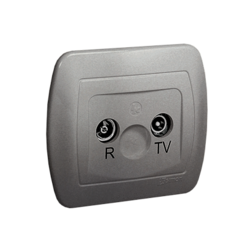 GNIAZDO ANTENOWE R-TV PRZELOTOWE SREBRNY SIMON AKORD - AA18/26 - KONTAKT SIMON