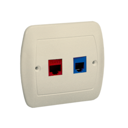GNIAZDO TELEFONICZNE RJ12 + KOMPUTEROWE RJ45 KAT. 5 DLA RJ45. MONTAŻ DO PUSZKI NA WKRĘTY BEŻ SIMON AKORD - A5T/12 - KONTAKT SIMON