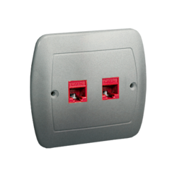 GNIAZDO KOMPUTEROWE RJ45 PODWÓJNE KAT.5E. MONTAŻ DO PUSZKI NA WKRĘTY SREBRNY SIMON AKORD - AF52/26 - KONTAKT SIMON