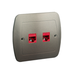 GNIAZDO KOMPUTEROWE RJ45 PODWÓJNE KAT. 5E. MONTAŻ DO PUSZKI NA WKRĘTY SATYNA SIMON AKORD - AF52/29 - KONTAKT SIMON