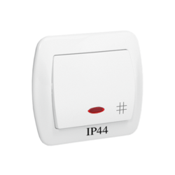 ŁĄCZNIK KRZYŻOWY Z PODŚWIETLENIEM BRYZGOSZCZELNY IP44 10 AX 250V ZACISKI ŚRUBOWE BIAŁY SIMON AKORD - AW7BL/11 - KONTAKT SIMON