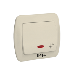 ŁĄCZNIK KRZYŻOWY Z PODŚWIETLENIEM BRYZGOSZCZELNY IP44 10 AX 250V ZACISKI ŚRUBOWE BEŻ SIMON AKORD - AW7BL/12 - KONTAKT SIMON