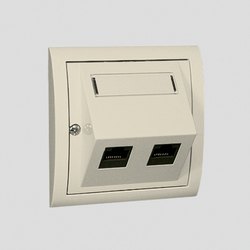 GNIAZDO KOMPUTEROWE RJ45 KRONE PODWÓJNE EKRANOWANE SKOŚNE Z POLEM OPISOWYM KAT 5E BEŻ SIMON CLASSIC - M52ES/12 - KONTAKT SIMON