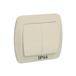 ŁĄCZNIK SCHODOWY PODWÓJNY BRYZGOSZCZELNY IP44 10 AX 250V ZACISKI ŚRUBOWE BEŻ SIMON AKORD - AW6/2B/12 - KONTAKT SIMON
