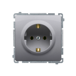 GNIAZDO Z UZIEMIENIEM SCHUKO (MODUŁ) 16A 250V ZACISKI ŚRUBOWE INOX SIMON BASIC - BMGSZ1.01/21 - KONTAKT SIMON
