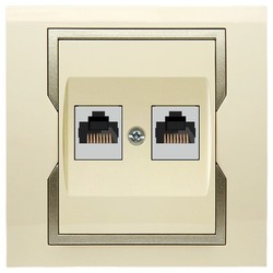 GNIAZDO KOMPUTEROWE PODWÓJNE RJ45 KREMOWY + SATYNOWY ELEMENT ZDOBNICZY QUATTRO  - 1149-11 - ELEKTRO-PLAST NASIELSK