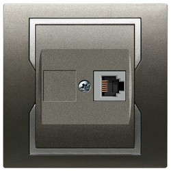 GNIAZDO TELEFONICZNE RJ11 GRAFITOWY + SREBRNY ELEMENT ZDOBNICZY QUATTRO  - 1150-18 - ELEKTRO-PLAST NASIELSK