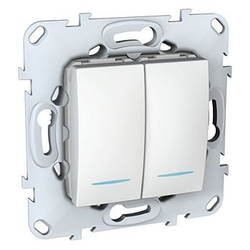 ŁĄCZNIK PODWÓJNY JEDNOBIEGUNOWY Z PODŚIETLENIEM BIEL POLARNA UNICA PLUS&WIRELESS - MGU50.0101.18NZ - SCHNEIDER ELECTRIC