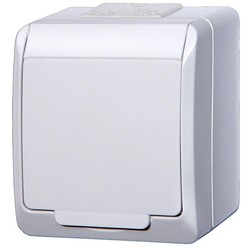 GNIAZDO POJEDYNCZE Z UZIEMIENIEM HERMETYCZNE N/T IP44 BIAŁE HERMES - 0321-02 - ELEKTRO-PLAST NASIELSK