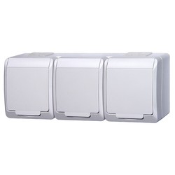 GNIAZDO POTRÓJNE Z UZIEMIENIEM HERMETYCZNE N/T IP44 BIAŁE HERMES - 0323-02 - ELEKTRO-PLAST NASIELSK