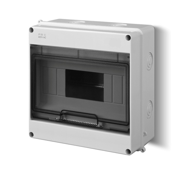 ROZDZIELNIA TWORZYWO 1X9 MODUŁY N/T IP55 LISTWA PRZYŁ N+PE DRZWI PRZEZR EP-LUX - 1953-01 - ELEKTRO-PLAST NASIELSK