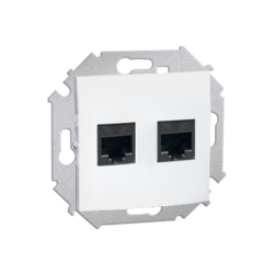GNIAZDO KOMPUTEROWE RJ45 PODWÓJNE KATEGORIA 5E (MODUŁ) BIAŁE SIMON 15  - 1591552-030 - KONTAKT SIMON