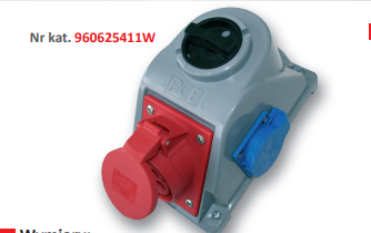GNIAZDO Z WYŁĄCZNIKIEM " COMBO-POL" 32A 400V 3P+Z+N, GNIAZDO 230V, WYŁ. L-O-P IP44. - 960625411W - PCE