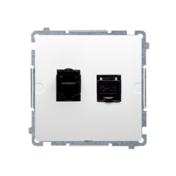 GNIAZDO KOMPUTEROWE RJ45 KAT. 6 PODWÓJNE Z PRZESŁONĄ PRZECIWKURZOWĄ BIAŁE SIMON BASIC - BM62.01/11 - KONTAKT SIMON