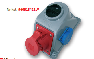 GNIAZDO Z WYŁĄCZNIKIEM " COMBO-POL" 16A 400V 3P+Z+N, GNIAZDA 2X230V, WYŁ. L-O-P IP44. - 960615421W - PCE