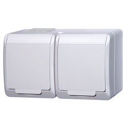 GNIAZDO PODWÓJNE Z UZIEMIENIEM HERMETYCZNE N/T IP44 BIAŁE HERMES - 0322-02 - ELEKTRO-PLAST NASIELSK