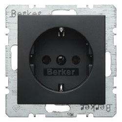 GNIAZDO SCHUKO Z UZIEMIENIEM SAMOZACISKI ANTRACYT B.KWADRAT/B.3/B.7  - 47431606 - HAGER - BERKER